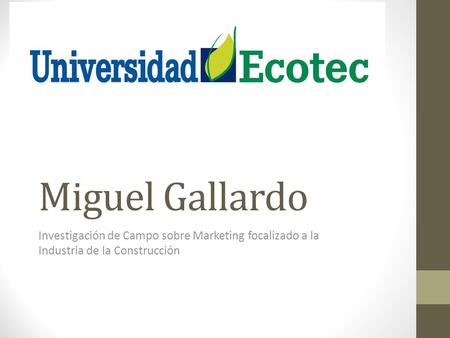 Miguel Gallardo Investigación de Campo sobre Marketing focalizado a la Industria de la Construcción.