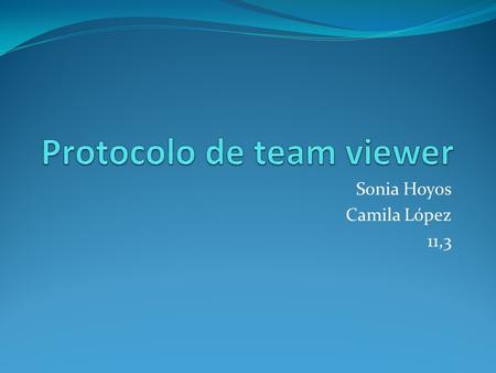 Sonia Hoyos Camila López 11,3. TeamViewer es una aplicación de control remoto que pone el acento en la facilidad de uso. Cada ordenador que esté ejecutando.
