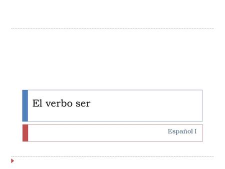 El verbo ser Español I.