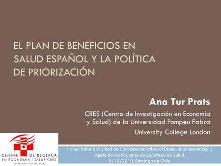 El Plan de Beneficios en Salud Español y la Política de Priorización