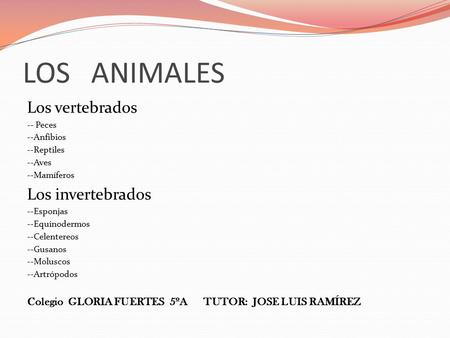 LOS ANIMALES Los vertebrados Los invertebrados