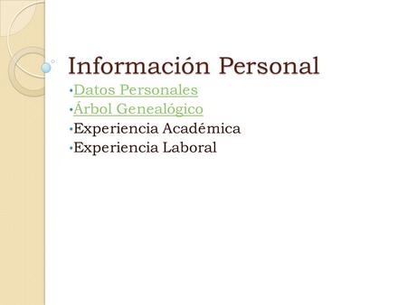 Información Personal Datos Personales Árbol Genealógico