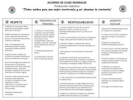 RESPETO RESPONSABILIDAD ACUERDO DE CLASE GENERALES