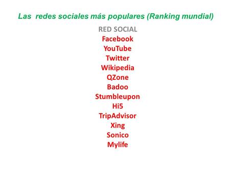 Las redes sociales más populares (Ranking mundial)