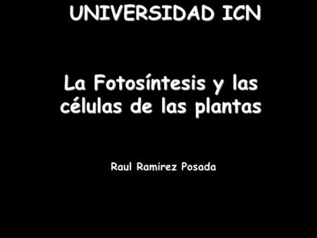 UNIVERSIDAD ICN La Fotosíntesis y las células de las plantas