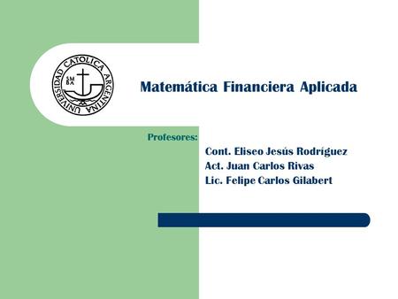Matemática Financiera Aplicada