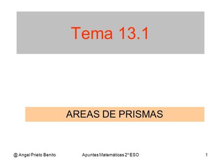 @ Angel Prieto BenitoApuntes Matemáticas 2º ESO1 Tema 13.1 AREAS DE PRISMAS.