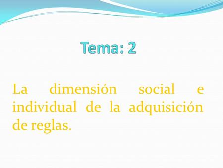 La dimensión social e individual de la adquisición de reglas.