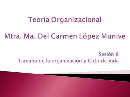 Teoría Organizacional Mtra. Ma. Del Carmen López Munive