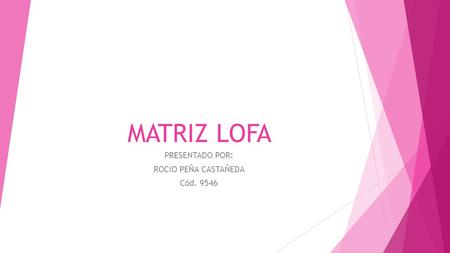 MATRIZ LOFA PRESENTADO POR: ROCIO PEÑA CASTAÑEDA Cód. 9546.