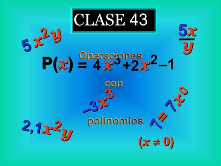 CLASE 43 5x y x 5 y P(x) x = x = 7x 7 x y – –3 2,
