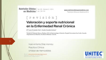 Noé Antonio Díaz Monroy Practica Clínica Unidad de Hemodiálisis