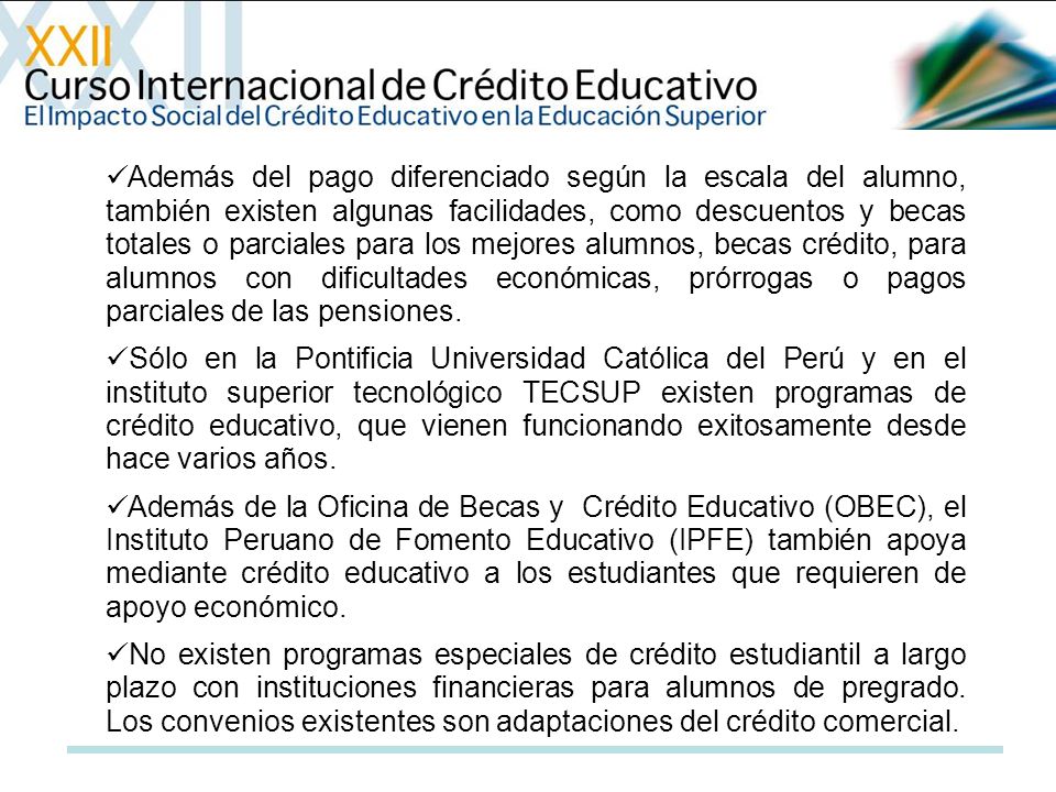 Credito Estudiantil Peru 2015