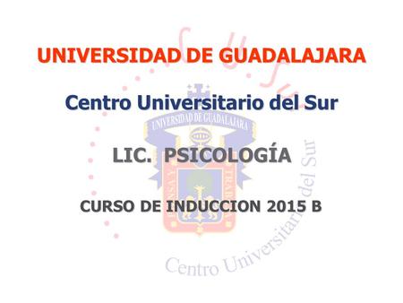 UNIVERSIDAD DE GUADALAJARA Centro Universitario del Sur