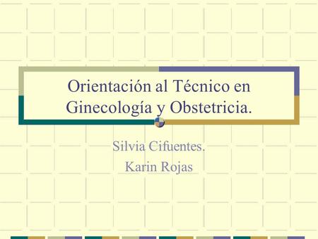Orientación al Técnico en Ginecología y Obstetricia. Silvia Cifuentes. Karin Rojas.