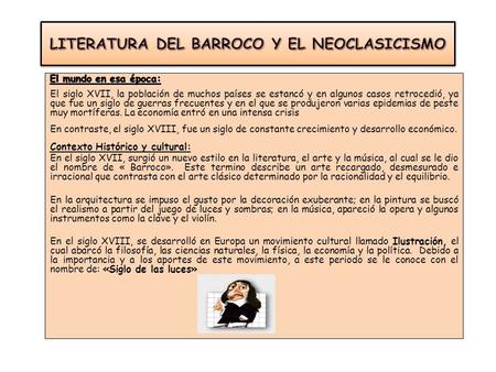 LITERATURA DEL BARROCO Y EL NEOCLASICISMO