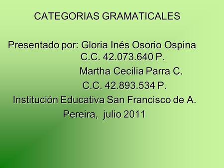 CATEGORIAS GRAMATICALES
