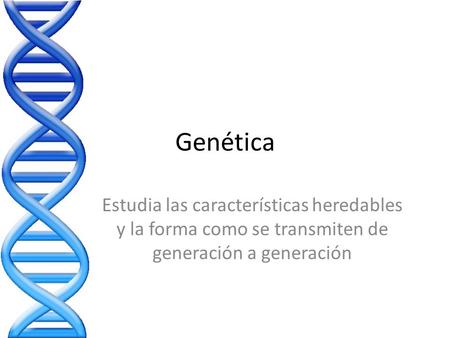 Genética Estudia las características heredables y la forma como se transmiten de generación a generación.