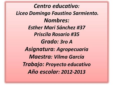 Centro educativo: Liceo Domingo Faustino Sarmiento