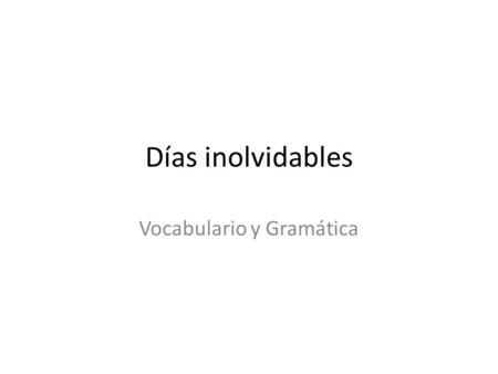 Vocabulario y Gramática