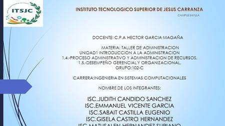 INSTITUTO TECNOLOGICO SUPERIOR DE JESUS CARRANZA