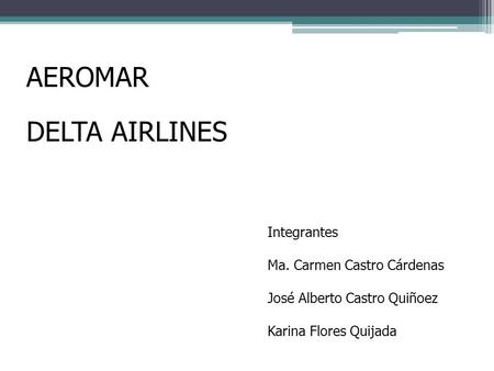 AEROMAR DELTA AIRLINES Integrantes Ma. Carmen Castro Cárdenas