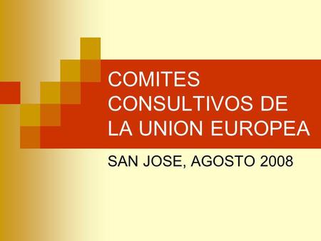 COMITES CONSULTIVOS DE LA UNION EUROPEA SAN JOSE, AGOSTO 2008.