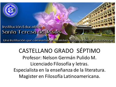 CASTELLANO GRADO SÉPTIMO Profesor: Nelson Germán Pulido M