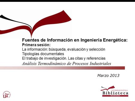 Fuentes de Información en Ingeniería Energética: