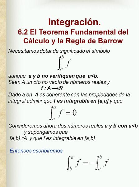 6.2 El Teorema Fundamental del Cálculo y la Regla de Barrow