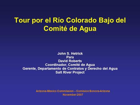 Tour por el Río Colorado Bajo del Comité de Agua