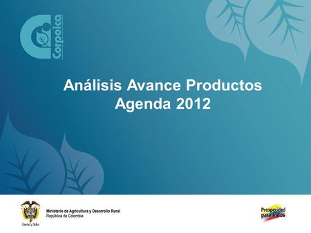 Análisis Avance Productos Agenda 2012. PRODUCTOS DE INVESTIGACION.