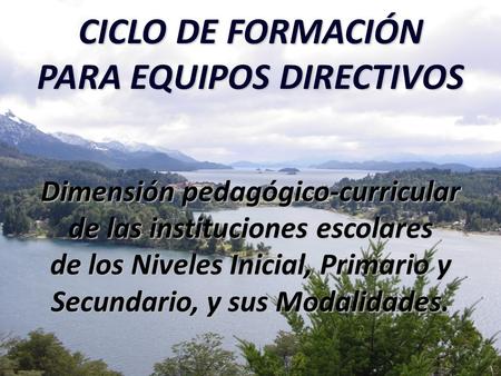 CICLO DE FORMACIÓN PARA EQUIPOS DIRECTIVOS Dimensión pedagógico-curricular de las instituciones escolares de los Niveles Inicial, Primario y Secundario,