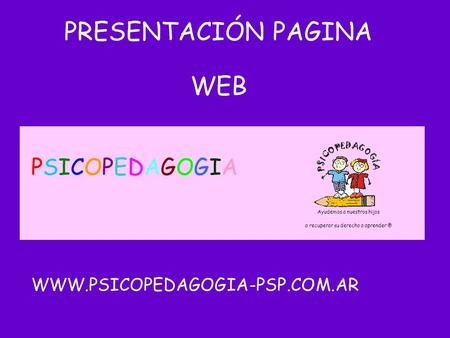 PRESENTACIÓN PAGINA WEB PSICOPEDAGOGIA