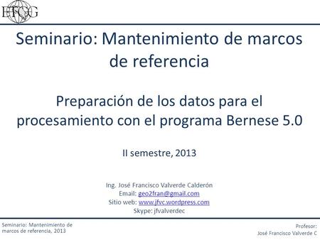 Seminario: Mantenimiento de marcos de referencia