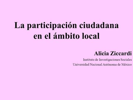 La participación ciudadana en el ámbito local