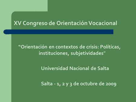XV Congreso de Orientación Vocacional