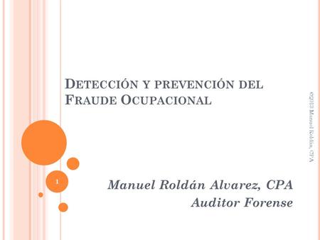 Detección y prevención del Fraude Ocupacional
