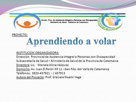 INSTITUCION ORGANIZADORA: Dirección Provincial de Asistencia Integral a Personas con Discapacidad Subsecretaría de Salud – Ministerio de Salud de la Provincia.