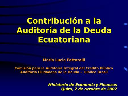 Contribución a la Auditoría de la Deuda Ecuatoriana