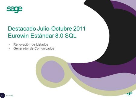 Destacado Julio-Octubre 2011 Eurowin Estándar 8.0 SQL