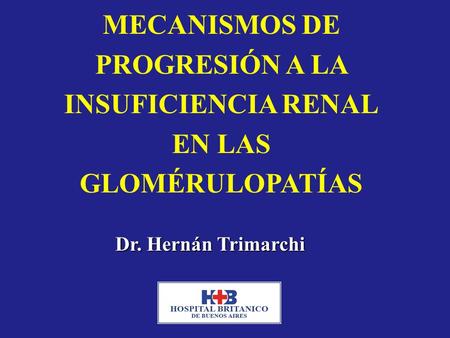 MECANISMOS DE PROGRESIÓN A LA INSUFICIENCIA RENAL EN LAS GLOMÉRULOPATÍAS Dr. Hernán Trimarchi.