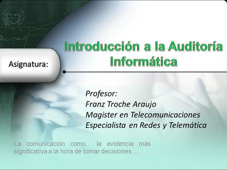 Introducción a la Auditoría Informática