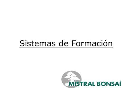 Sistemas de Formación Este es un servicio de Mistral Bonsái s.l. destinado a sus clientes. Tiene como objetivo dar a conocer de forma sencilla el orígen.