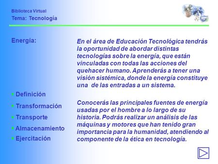 Biblioteca Virtual Tema: Tecnología Energía: