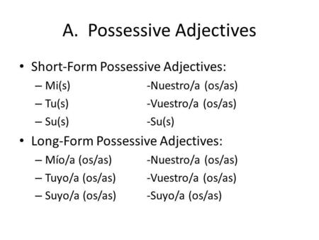 A. Possessive Adjectives