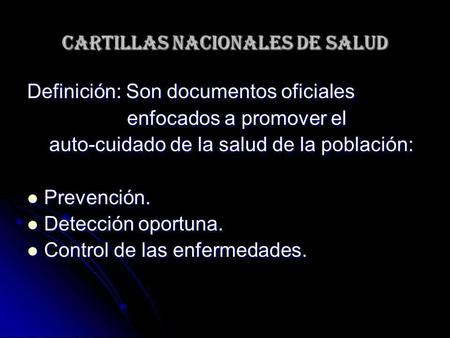 CARTILLAS NACIONALES DE SALUD