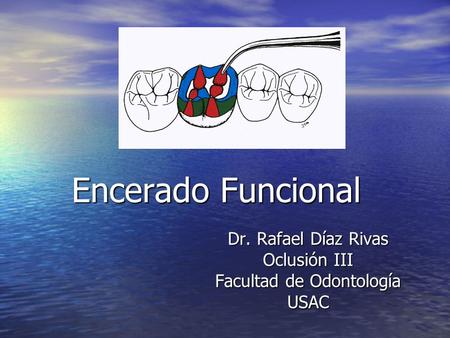 Dr. Rafael Díaz Rivas Oclusión III Facultad de Odontología USAC
