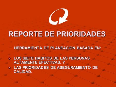 REPORTE DE PRIORIDADES