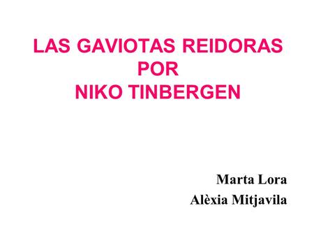 LAS GAVIOTAS REIDORAS POR NIKO TINBERGEN